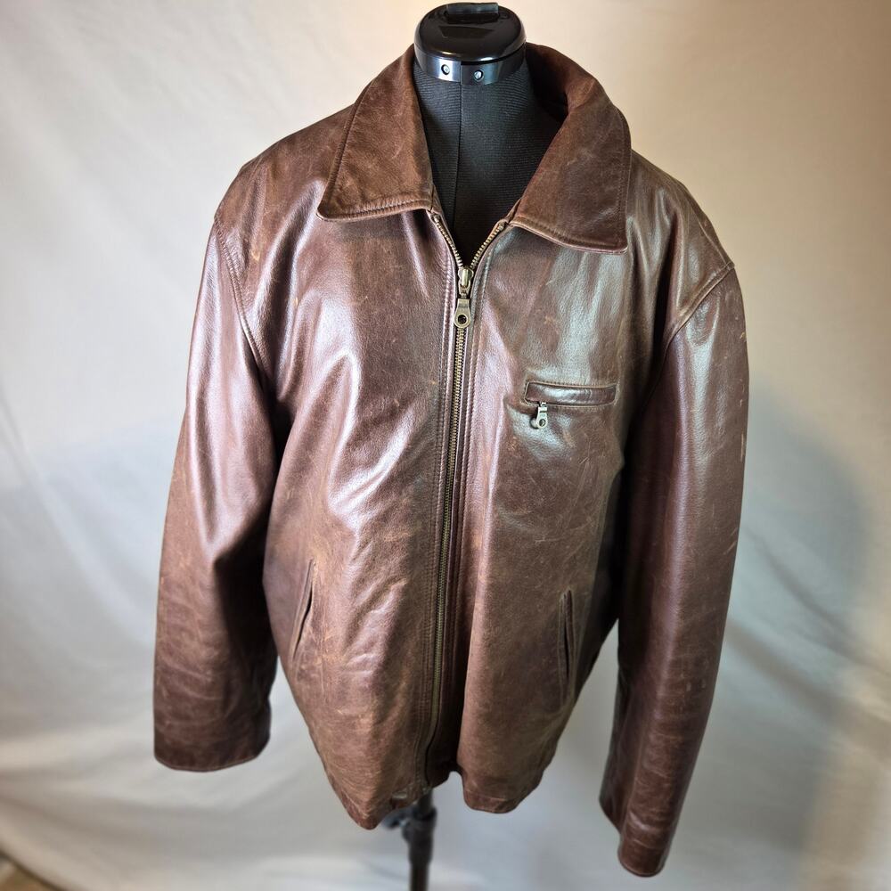 Wilsons Leather M. Julian Men's XL Brown Leather Jacket Thinsulate Zip Liner